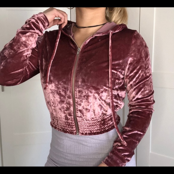 Cute Velvet cropped hoodie - Picture 4 of 4